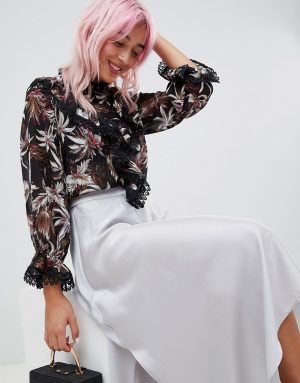 Amy Lynn high neck floral printed blouse - Black Amy Lynn high neck floral printed blouse - Black