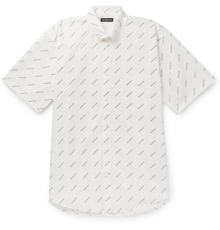 balenciaga logo button down shirt