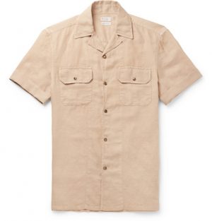 Brunello Cucinelli - Camp-Collar Linen and Cotton-Blend Shirt - Men - Beige Brunello Cucinelli - Camp-Collar Linen and Cotton-Blend Shirt - Men - Beige