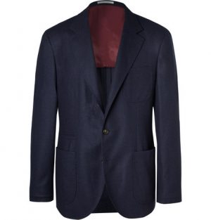 Brunello Cucinelli - Navy Unstructured Wool, Silk and Cashmere-Blend Blazer - Men - Navy Brunello Cucinelli - Navy Unstructured Wool, Silk and Cashmere-Blend Blazer - Men - Navy