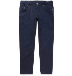 Brunello Cucinelli - Slim-Fit Stretch-Denim Jeans - Men - Navy Brunello Cucinelli - Slim-Fit Stretch-Denim Jeans - Men - Navy