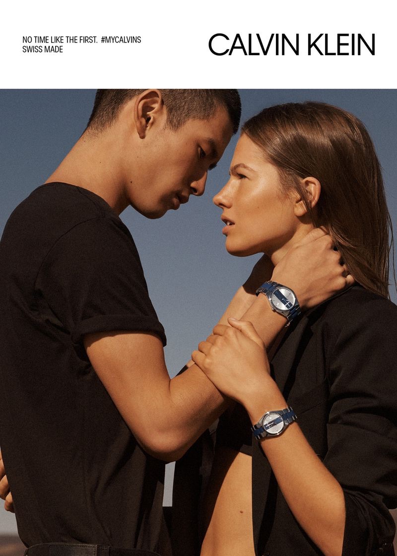Kohei Takabatake and Roos van Elk front Calvin Klein's spring-summer 2019 watches campaign.
