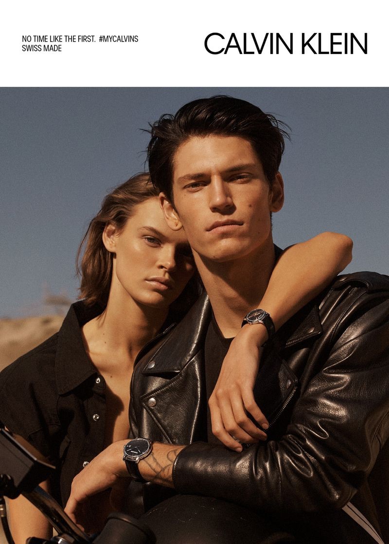 Cara Taylor and Justin Eric Martin appear in Calvin Klein's spring-summer 2019 watches campaign.