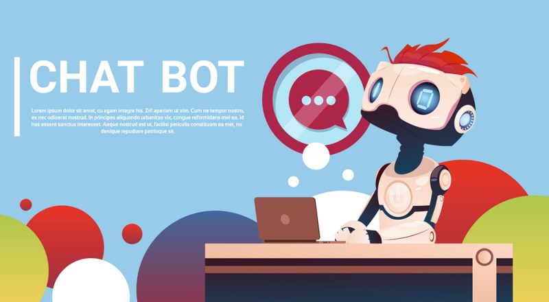 Chat Bot Using Laptop Computer, Robot Virtual Assistance Of Website Or Mobile Applications, Artificial Intelligence Concept