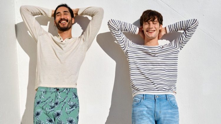 All smiles, Tony Thornburg and Matt Doran star in Esprit's spring-summer 2019 campaign.