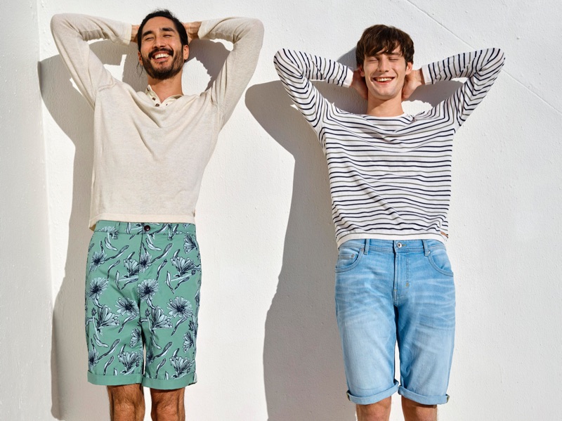 All smiles, Tony Thornburg and Matt Doran star in Esprit's spring-summer 2019 campaign.