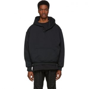 Fear of God Black Everyday Henley Hoodie Fear of God Black Everyday Henley Hoodie