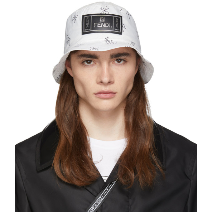 Fendi Packable White Amor Roma Fendi Fiend Bucket Hat | The Fashionisto