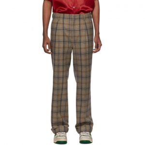 Gucci Brown Plaid Cuffed Trousers Gucci Brown Plaid Cuffed Trousers