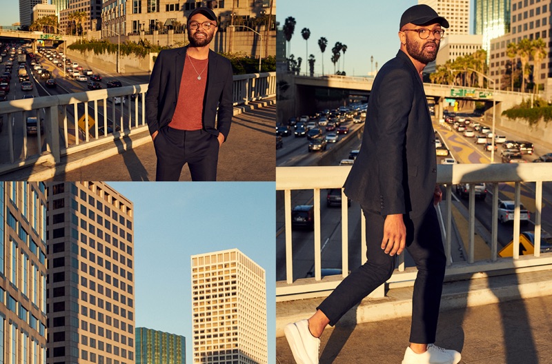 Entrepreneur Trevor McFedries sports a slim-fit linen-blend blazer in navy by H&M.