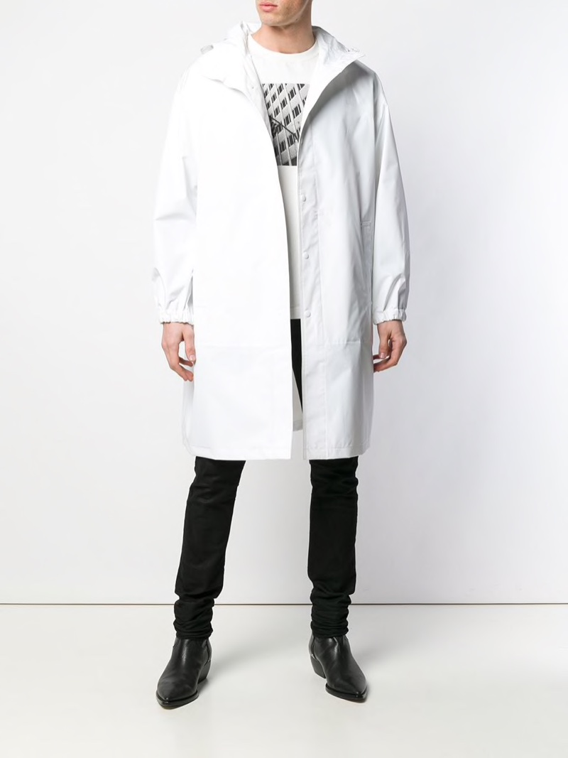Helmut Lang Mid-Length Trench Coat in White $330 » All White Outfits for Men: The Essential Style Guide Helmut Lang Mid-Length Trench Coat in White $330