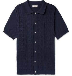 J.Crew - Wallace & Barnes Cable-Knit Cotton Cardigan - Men - Navy J.Crew - Wallace & Barnes Cable-Knit Cotton Cardigan - Men - Navy