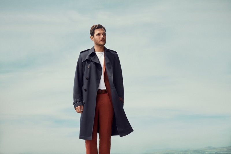 Donning a trench, Jislain Duval sports BOSS.