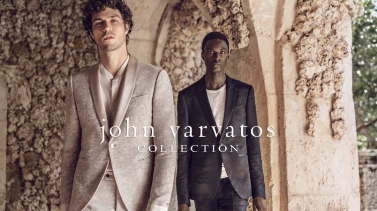 Models Miles McMillan and Aly Ndiaye don tailoring from John Varvatos.