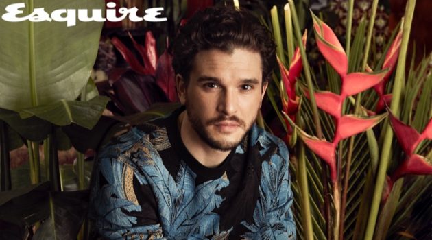 Actor Kit Harington wears a sweater and trousers by Salvatore Ferragamo.