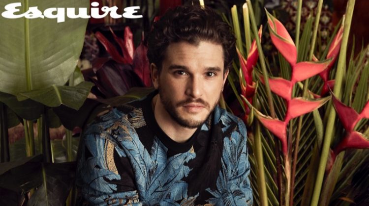 Actor Kit Harington wears a sweater and trousers by Salvatore Ferragamo.