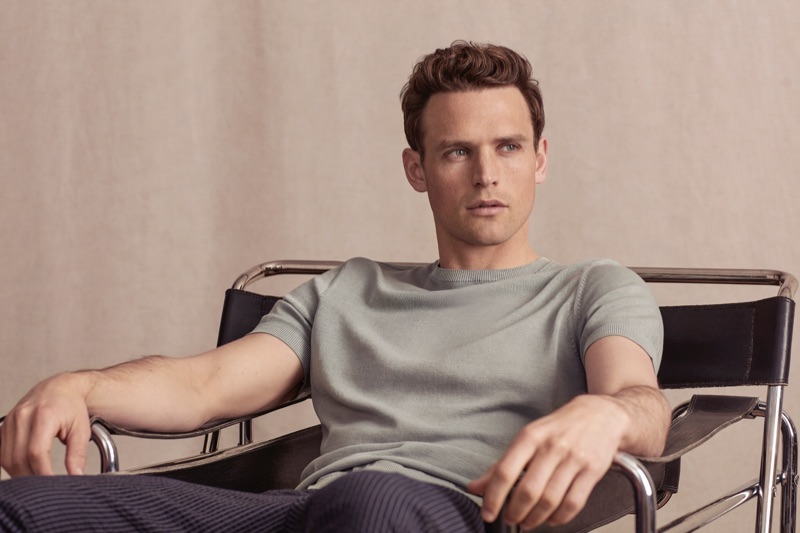 A relaxed but chic vision, Guy Robinson wears Lufian.