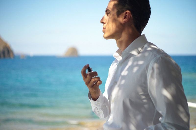 Man with Cologne Fragrance at Beach