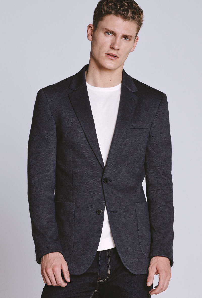 Front and center, Mikkel Jensen appears in Marks & Spencer's spring-summer 2019 campaign.