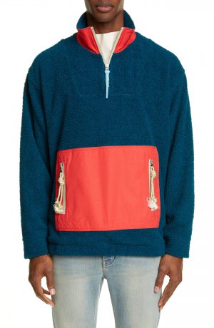 Men's Acne Studios Faraz Colorblock Fleece Pullover, Size Small - Blue Men's Acne Studios Faraz Colorblock Fleece Pullover, Size Small - Blue