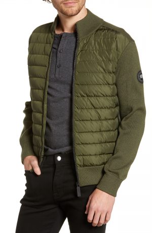 Men's Canada Goose Hybridge Slim Fit Down Front Knit Jacket, Size Small - Green Men's Canada Goose Hybridge Slim Fit Down Front Knit Jacket, Size Small - Green