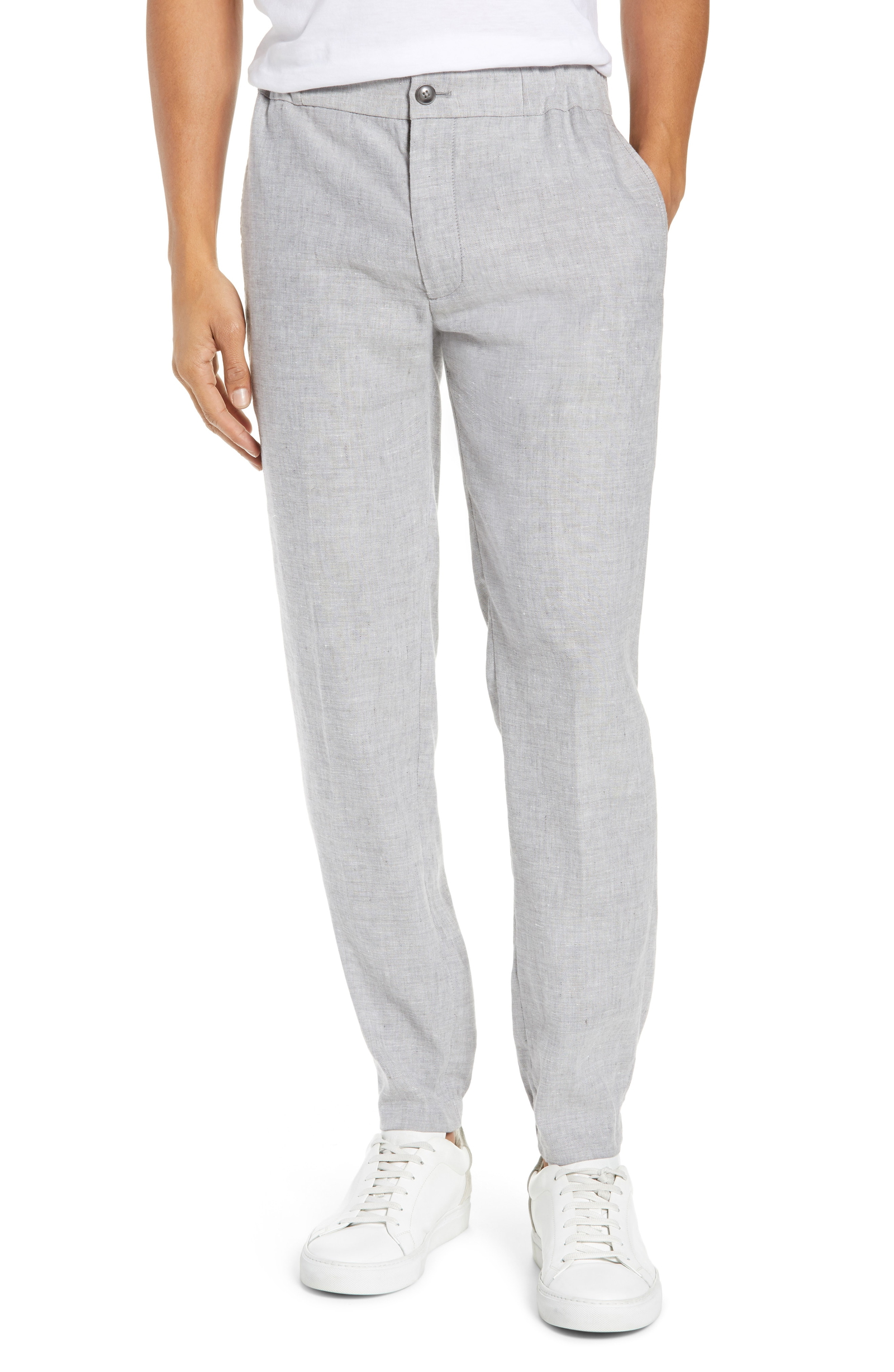 Men’s Club Monaco Lex Slim Fit Linen Blend Pants, Size X-Large – Grey ...