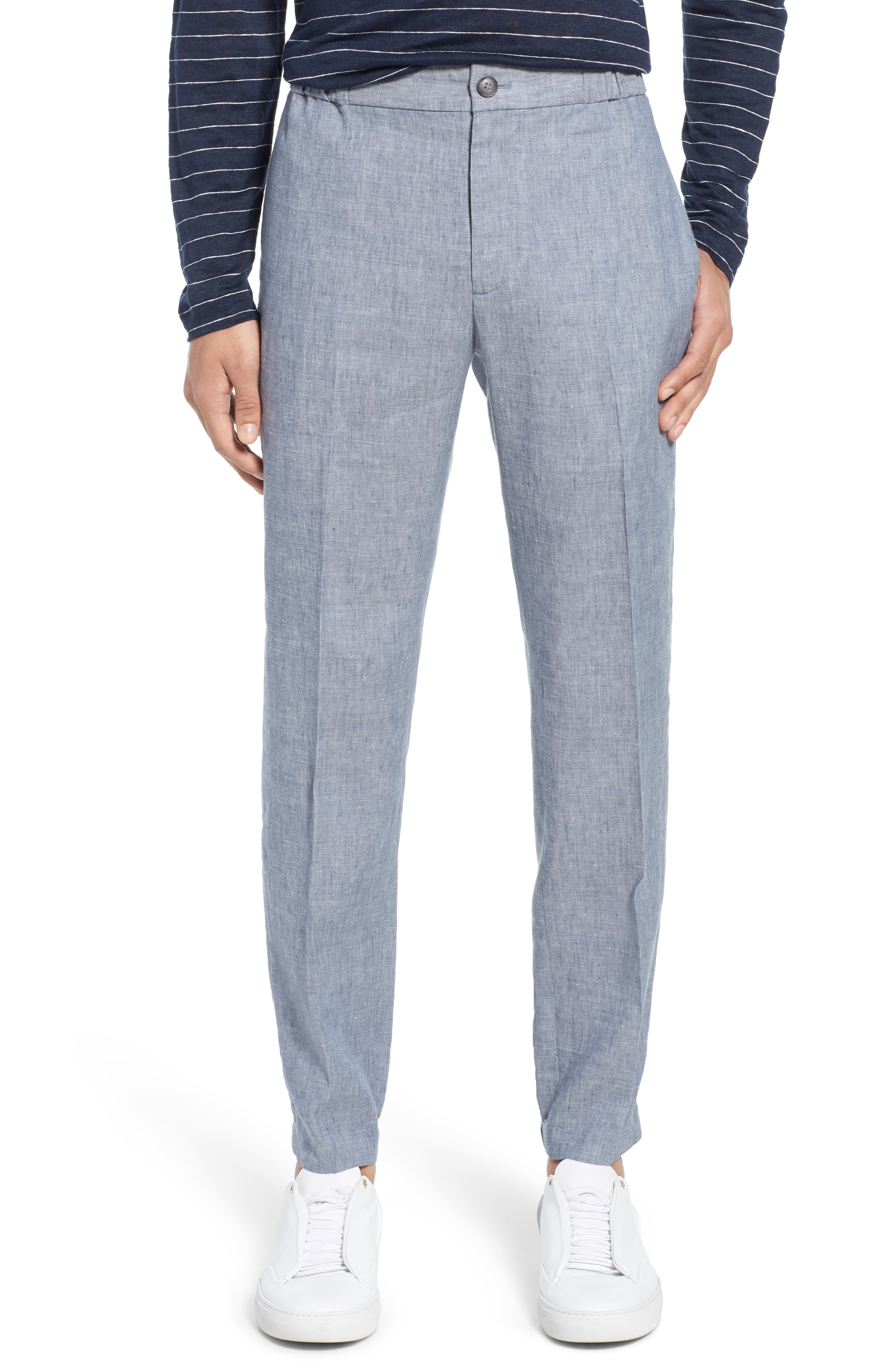 dark blue linen pants
