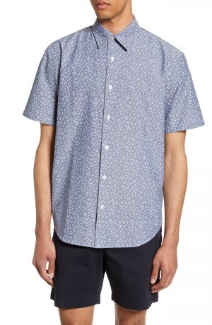 Men's Club Monaco Slim Fit Agave Print Sport Shirt, Size X-Small - Blue Men's Club Monaco Slim Fit Agave Print Sport Shirt, Size X-Small - Blue