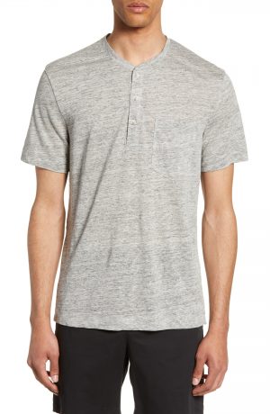 Men's Club Monaco Slim Fit Linen Henley, Size X-Small - Grey Men's Club Monaco Slim Fit Linen Henley, Size X-Small - Grey