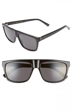 Men's Gucci 57Mm Rectangular Sunglasses - Black/ Grey Men's Gucci 57Mm Rectangular Sunglasses - Black/ Grey