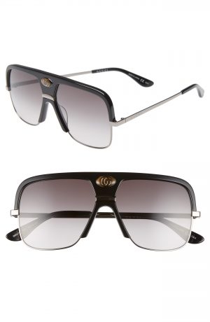 Men's Gucci 59Mm Navigator Sunglasses - Black/ Grey Men's Gucci 59Mm Navigator Sunglasses - Black/ Grey