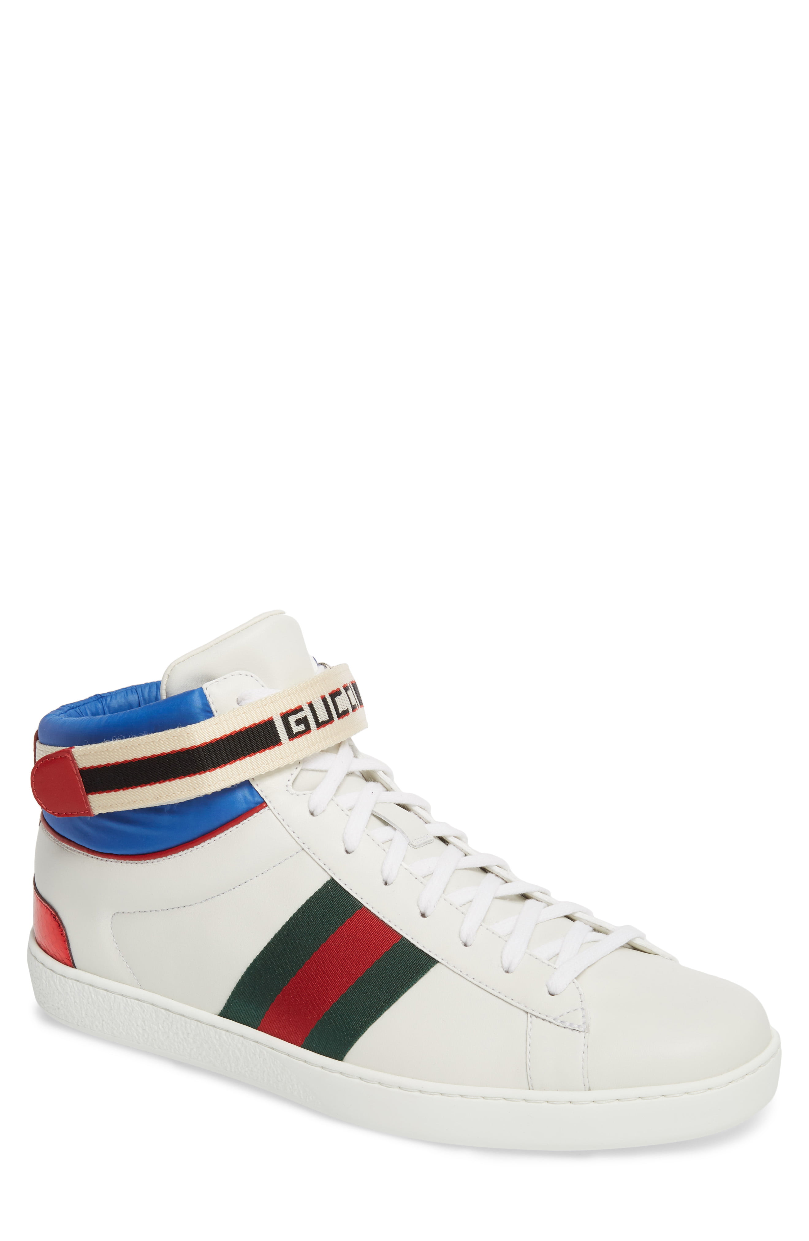 Men’s Gucci New Ace Stripe High Top Sneaker, Size 10.5US / 9.5UK ...