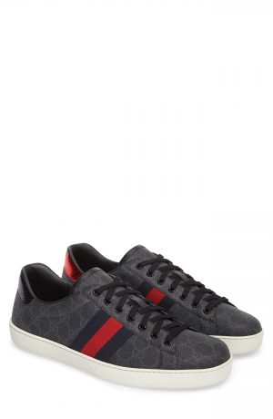 Men's Gucci New Ace Webbed Low Top Sneaker, Size 11.5US / 10.5UK - Black Men's Gucci New Ace Webbed Low Top Sneaker, Size 11.5US / 10.5UK - Black