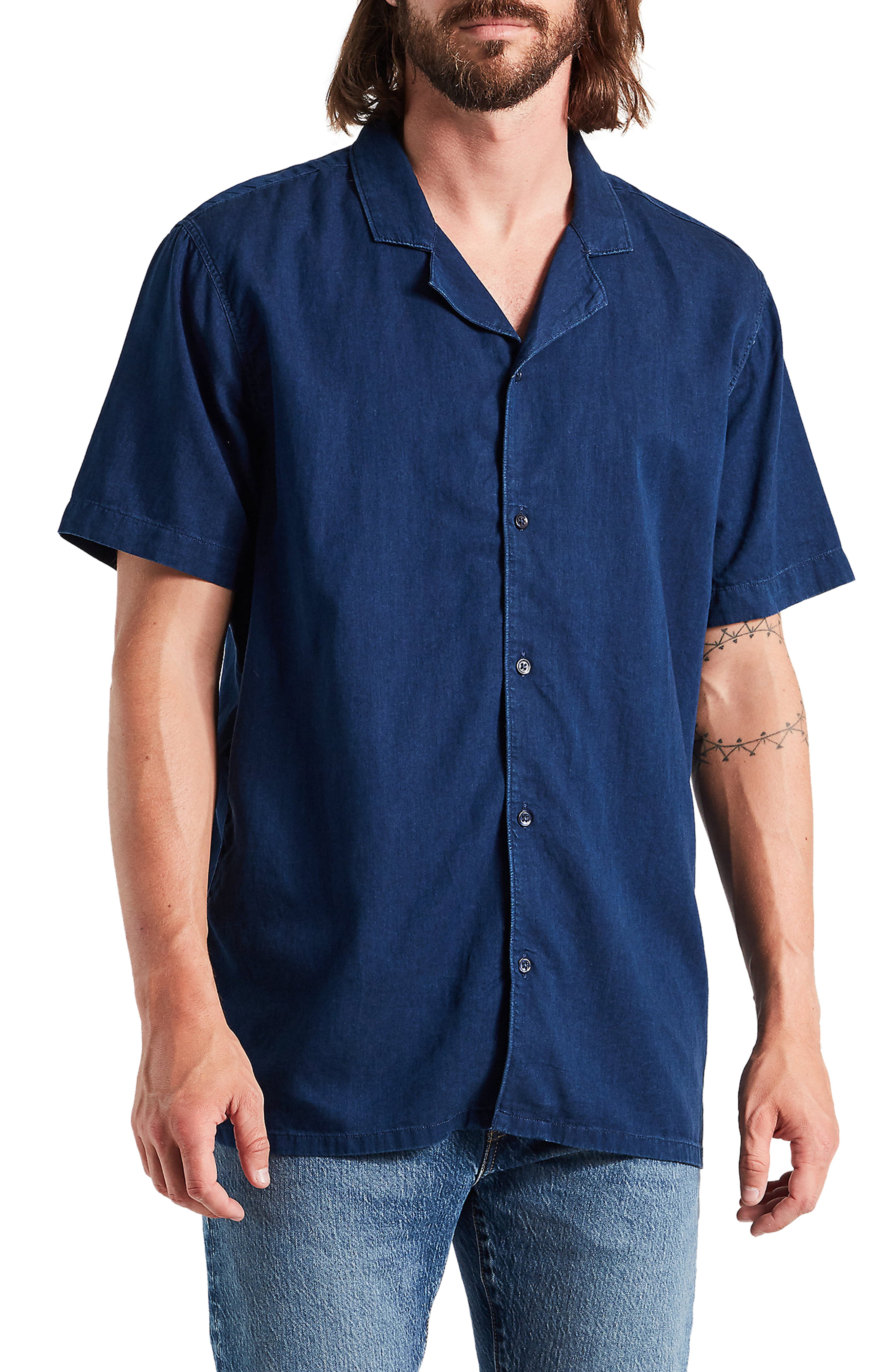 Men’s Levi’s Cubano Indigo Camp Shirt, Size Small – Blue | The Fashionisto
