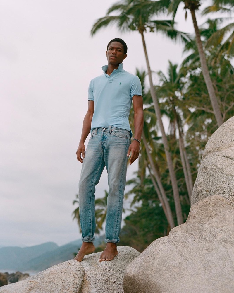 Reuniting with POLO Ralph Lauren, Hamid Onifade appears in the brand's new Earth Polo campaign.