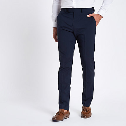 River Island Mens Dark blue stretch slim fit suit trousers | The ...