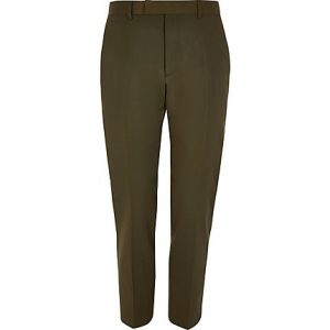 River Island Mens Khaki high shine skinny stretch suit pants River Island Mens Khaki high shine skinny stretch suit pants