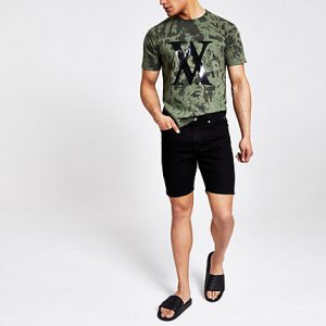 River Island Mens Khaki tie dye crew neck T-shirt River Island Mens Khaki tie dye crew neck T-shirt