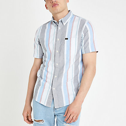 River Island Mens Lee blue regular fit stripe shirt | The Fashionisto