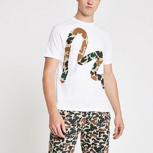River Island Mens Money Clothing white camo Money print T-shirt River Island Mens Money Clothing white camo Money print T-shirt