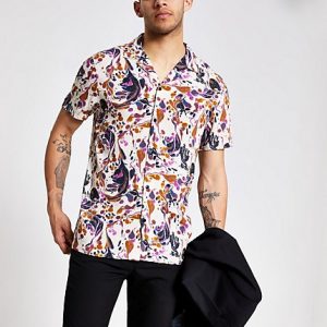River Island Mens Pink marble short sleeve shirt River Island Mens Pink marble short sleeve shirt