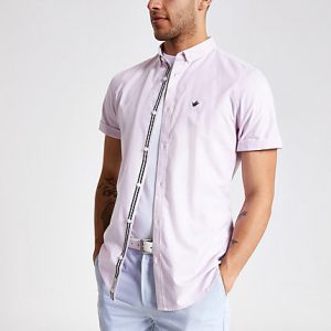 River Island Mens Pink short sleeve Oxford shirt River Island Mens Pink short sleeve Oxford shirt
