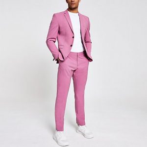 River Island Mens Selected Homme pink slim fit suit pants River Island Mens Selected Homme pink slim fit suit pants