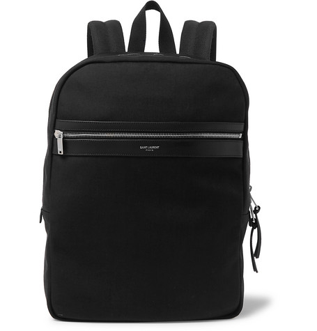 Saint Laurent – Leather-Trimmed Canvas Backpack – Men – Black | The ...