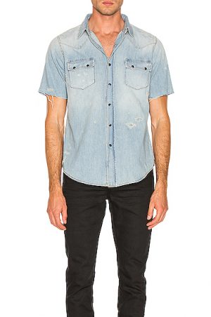 Saint Laurent Short Sleeve Denim Shirt in Denim Light. - size S (also in L,M,XL) Saint Laurent Short Sleeve Denim Shirt in Denim Light. - size S (also in L,M,XL)