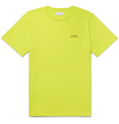 Saturdays NYC – Logo-Print Cotton-Jersey T-Shirt – Men – Bright green ...
