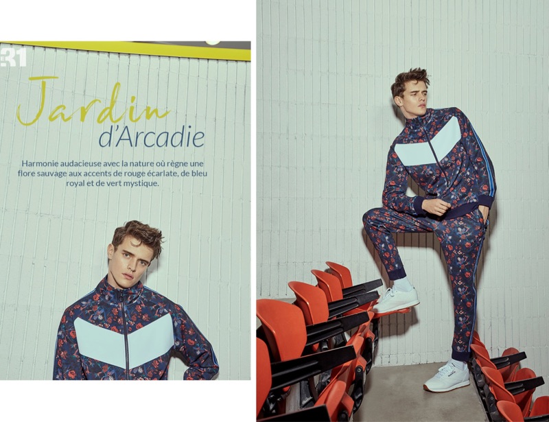 Jordy Baan wears a LE 31 flower print tracksuit with Reebok Classic sneakers.