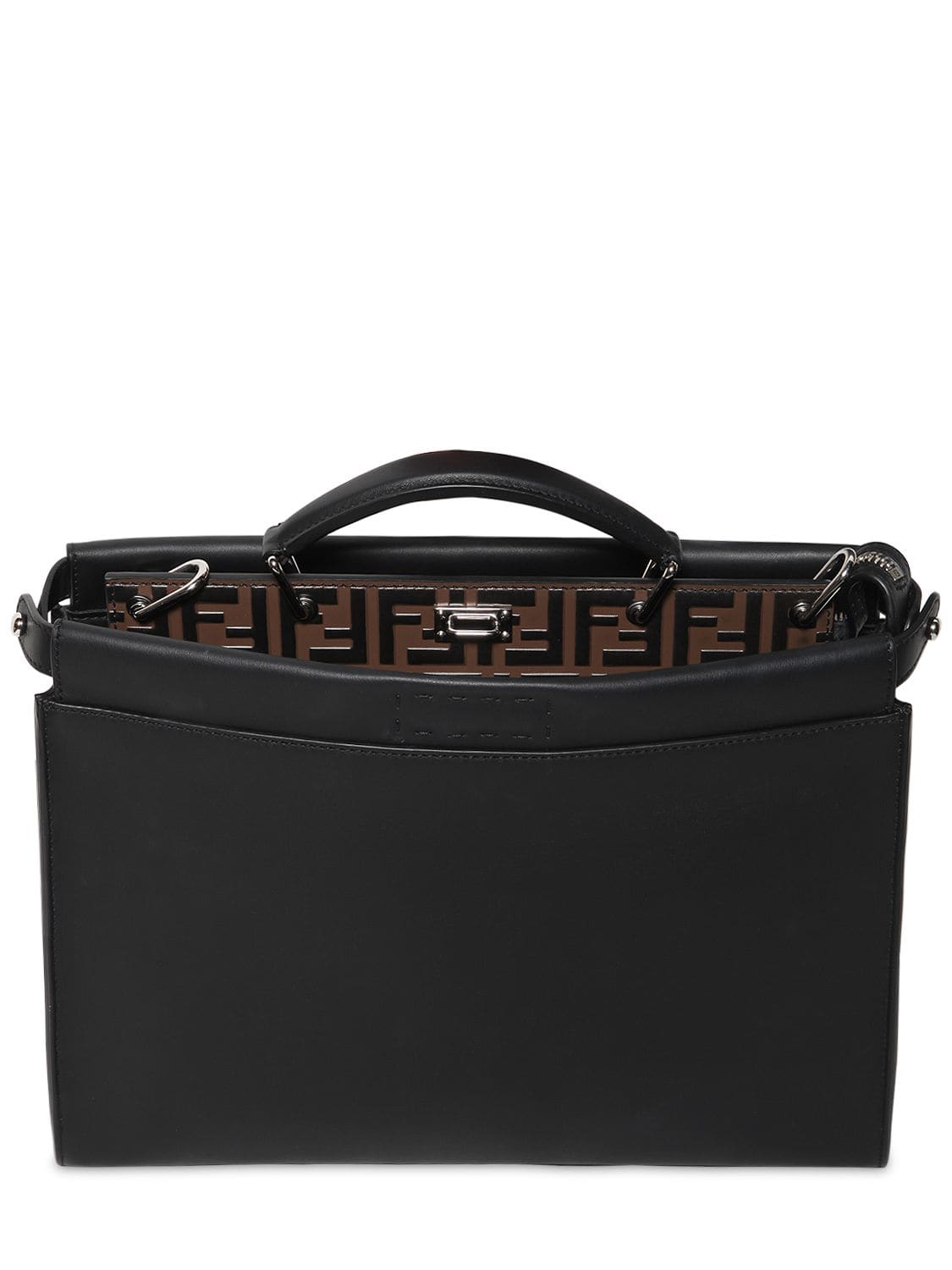 ff embossed leather top handle tote
