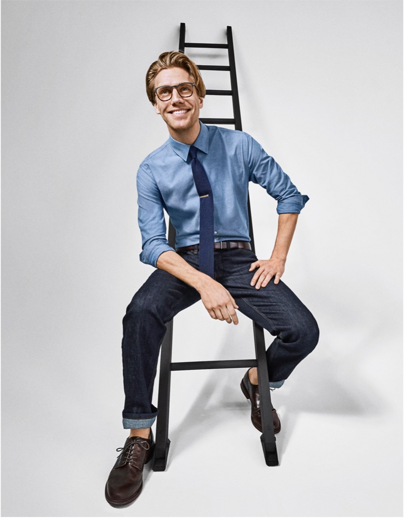 All smiles, Daniel Lonnstrom impresses in a look from Style Bureau.