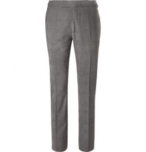 TOM FORD - Grey Slim-Fit Prince of Wales Checked Stretch-Wool Suit Trousers - Men - Gray TOM FORD - Grey Slim-Fit Prince of Wales Checked Stretch-Wool Suit Trousers - Men - Gray
